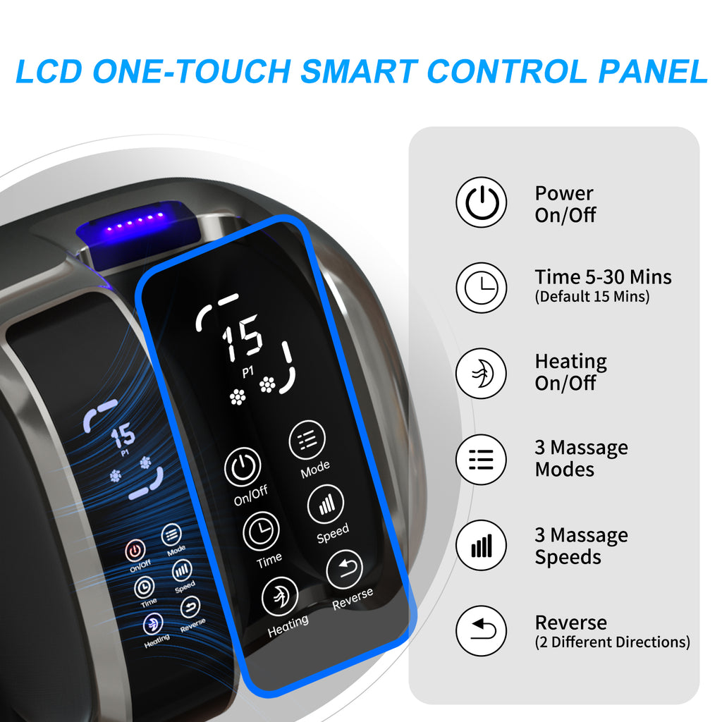 LCD one-touch smart control panel with digital display and text on a white background