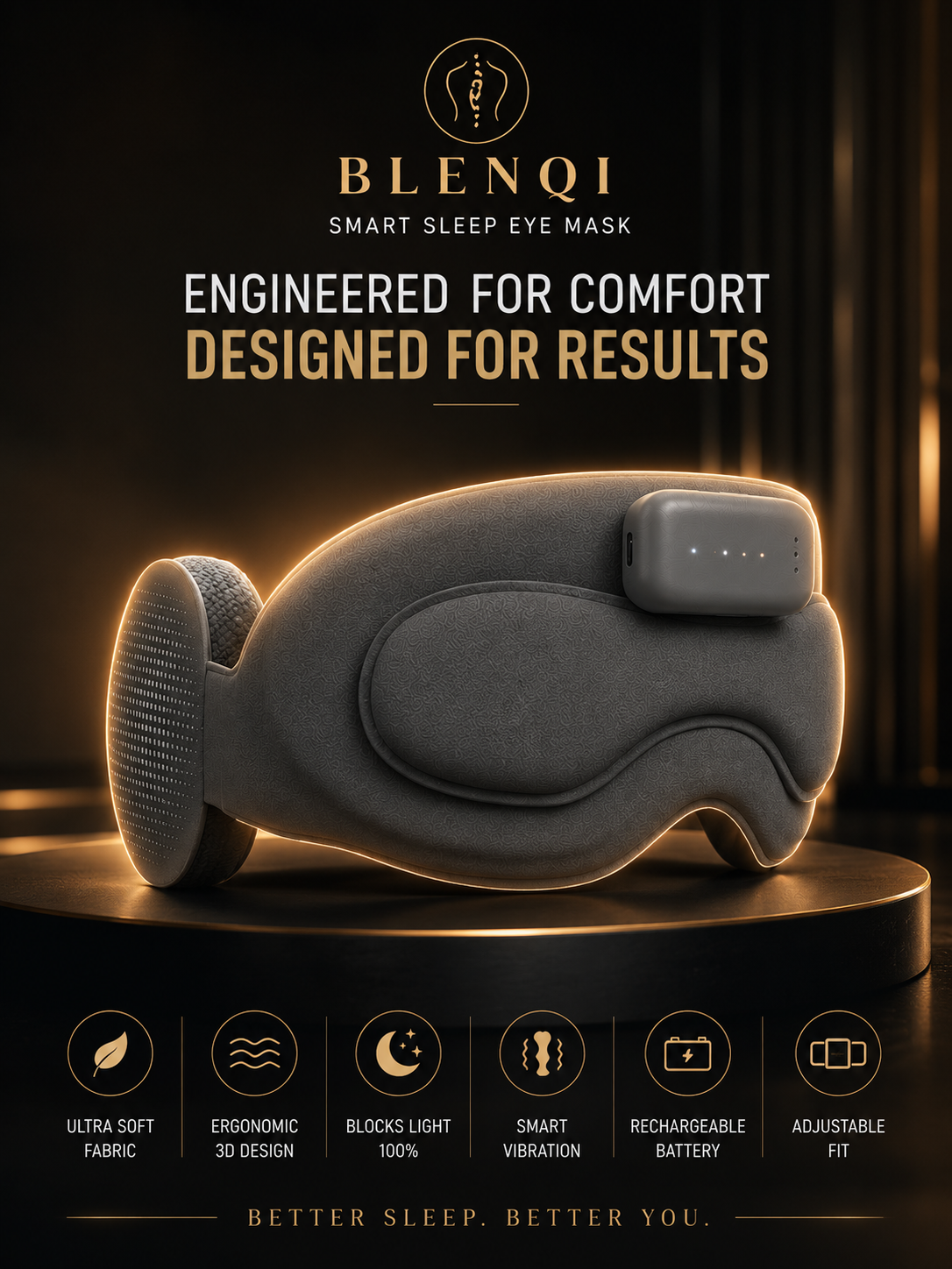 Blenqi Smart Sleep Eye Mask with Bluetooth speakers