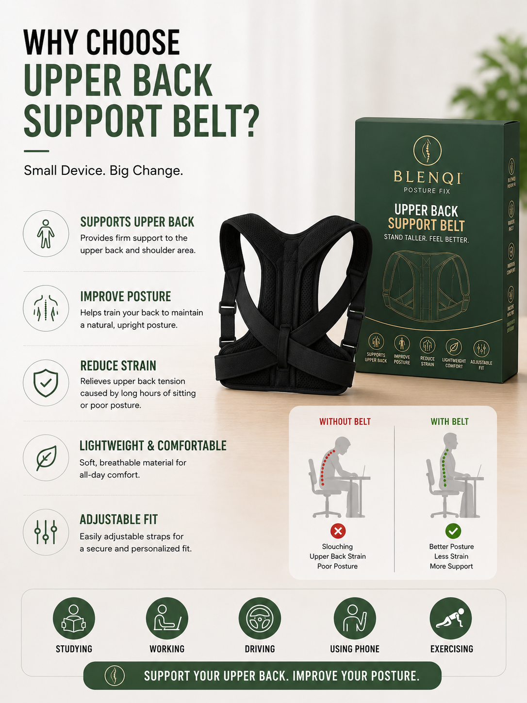 Blenqi Upper Back Support Belt