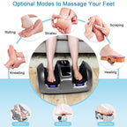 Foot massage machine with various massage modes on a light blue background