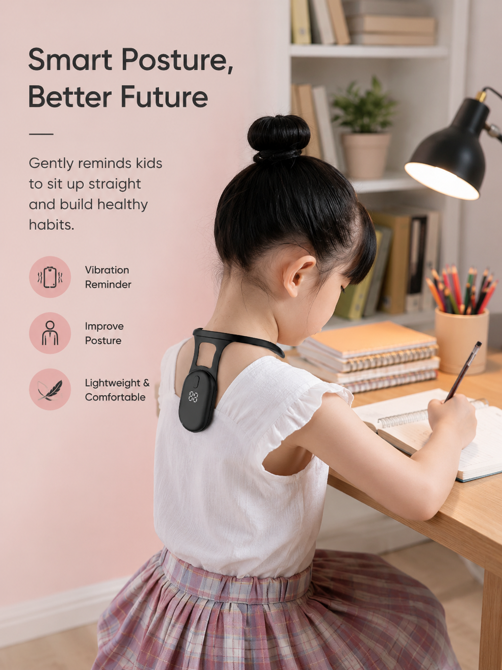 Blenqi Kids Smart Posture Reminder in black and orange