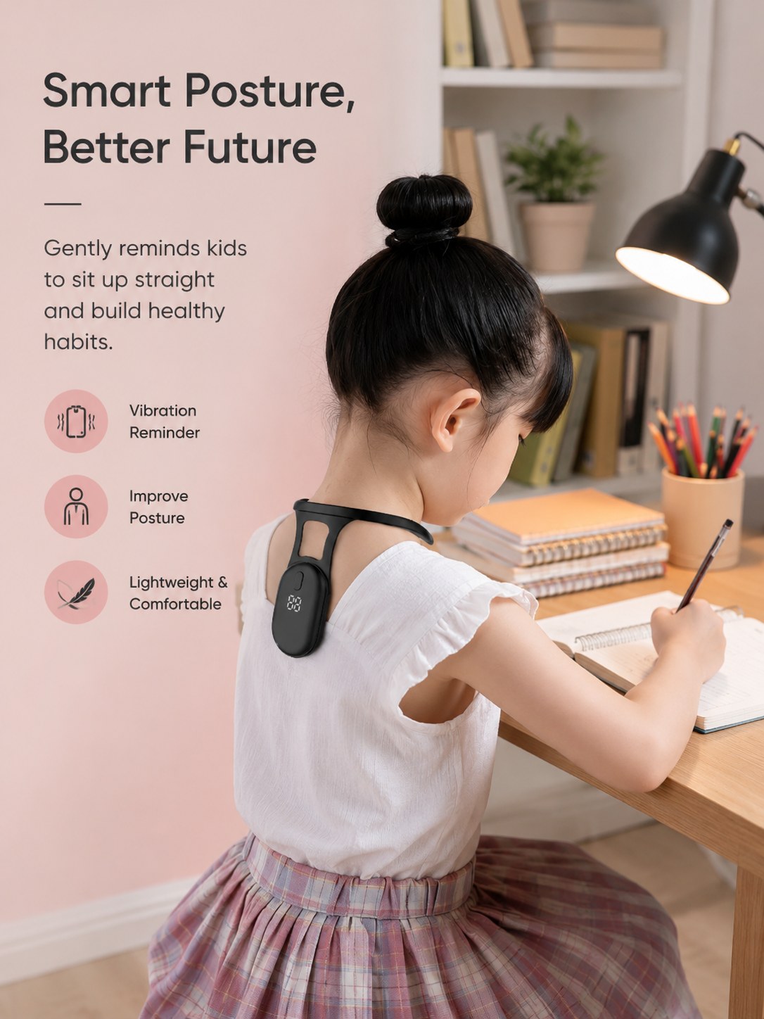 Blenqi Kids Smart Posture Reminder in black and orange