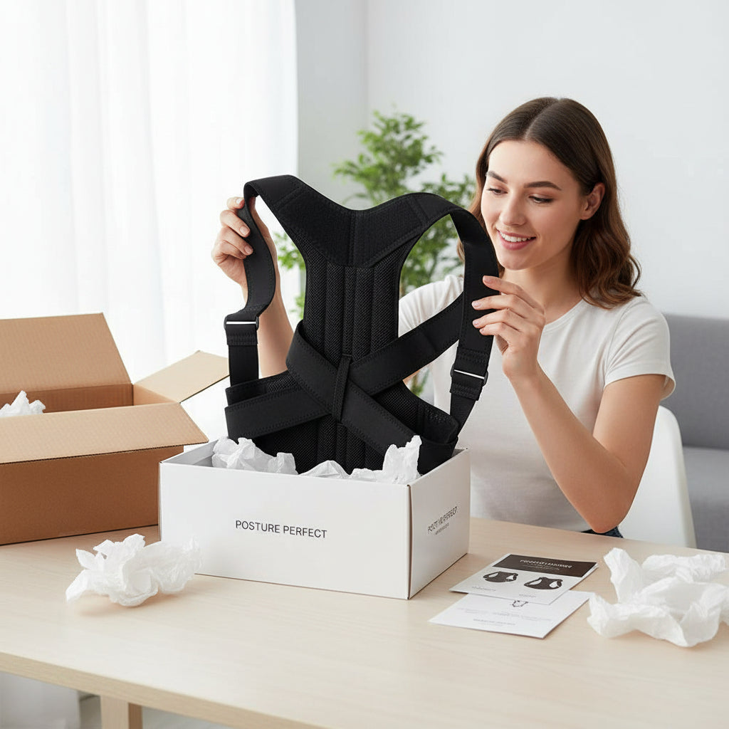 Black posture corrector on a white background